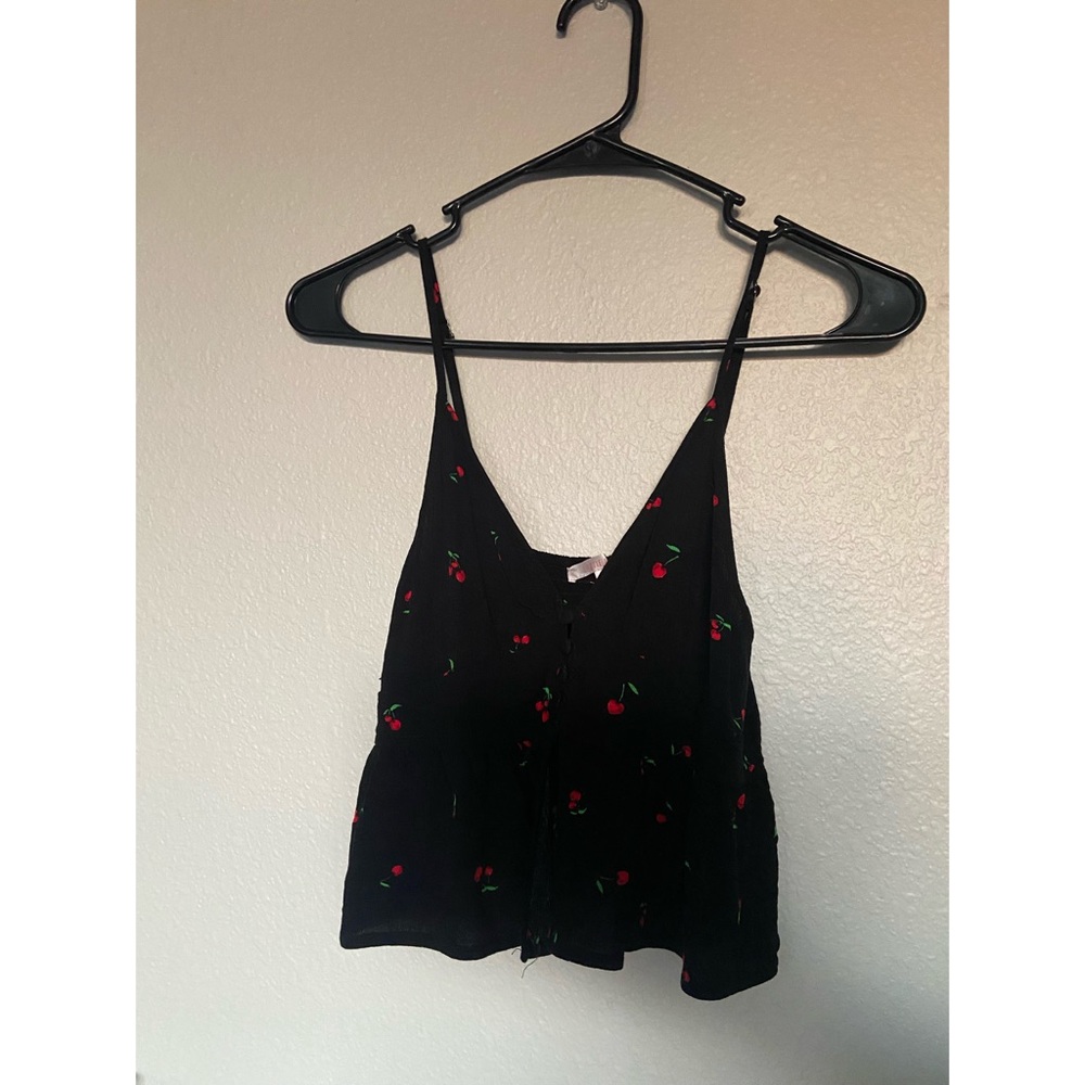 Black and Rose Cropped Tank Top